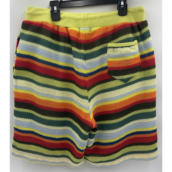 The Rainbow Stitch Stripe Crochet Look Mesh‎ Lined Short Sz XL Swim ? - Picture 3 of 11
